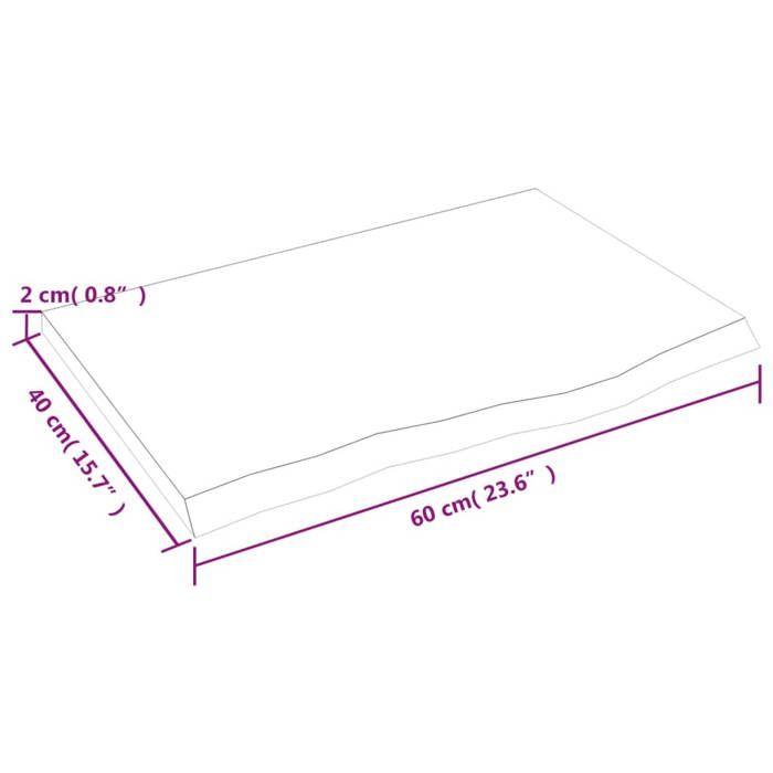 VidaXL Dessus de table marron clair 60x40x2 cm bois chêne traité 3156344