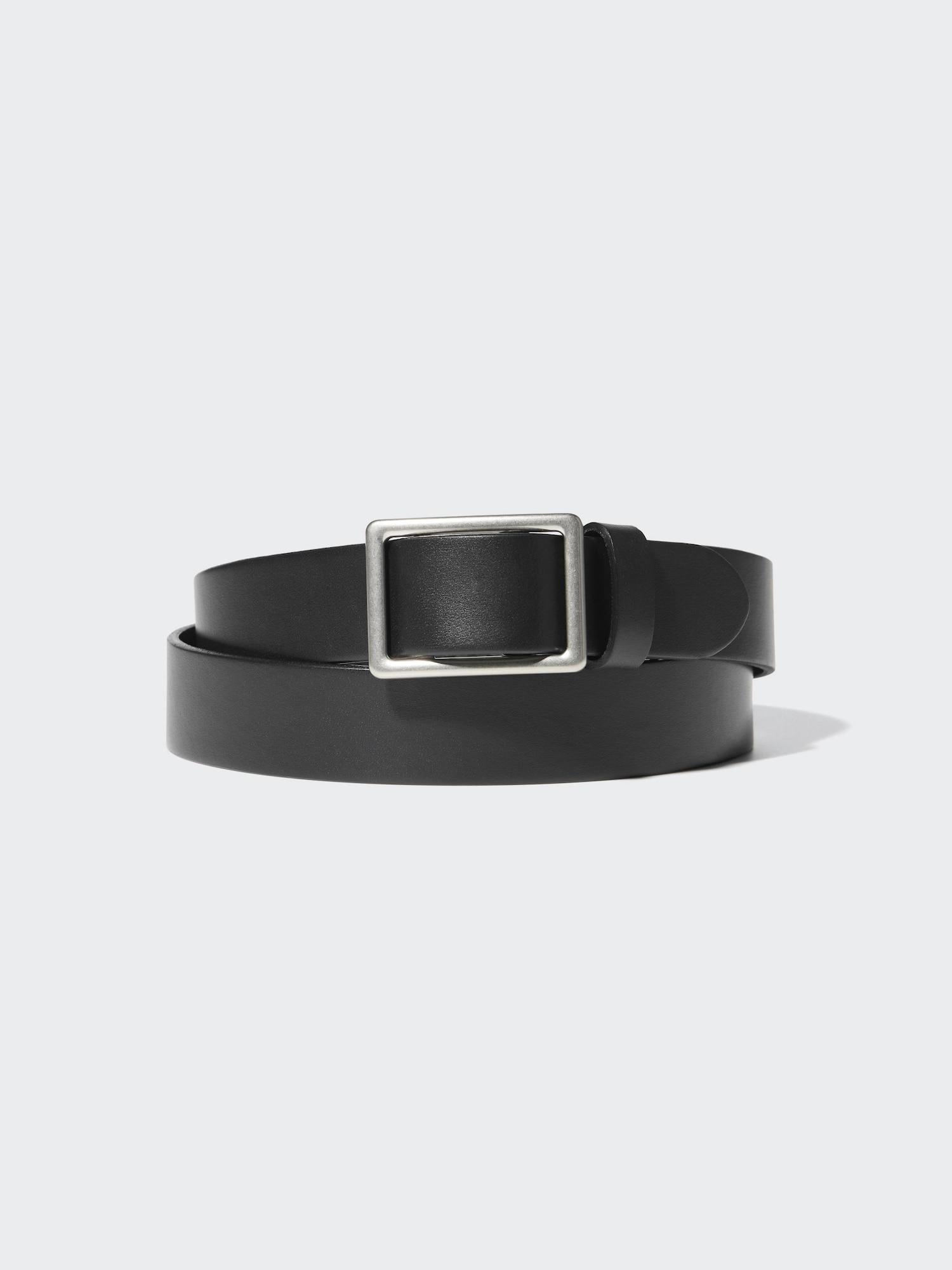 Uniqlo Итальянский кожаный ремень с пряжкой-слайдером 09 BLACK/MEN M