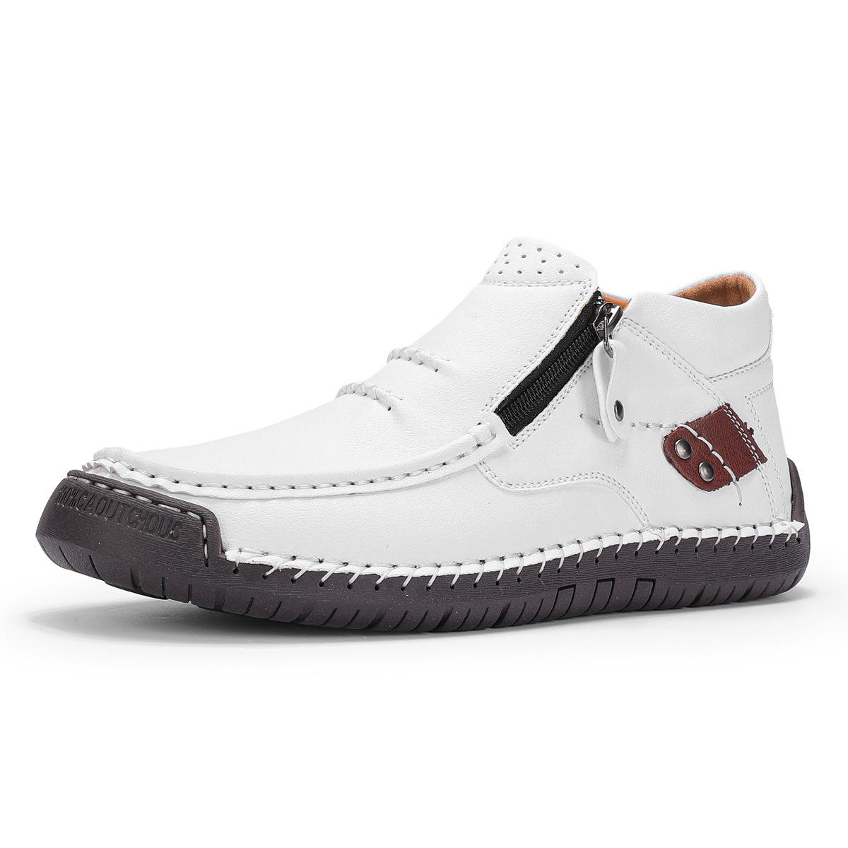 

Men s shoes autumn/winter outdoor casual shoes flat bottomed handmade stitched leather shoes high top men s shoes 48