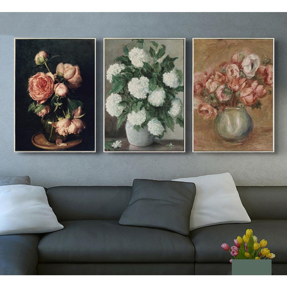 Vintage Flower Still Life Rose Country Farmhouse Poster Print Wall Art Pictures Canvas Oil Painting Living Room Home Decor Gift