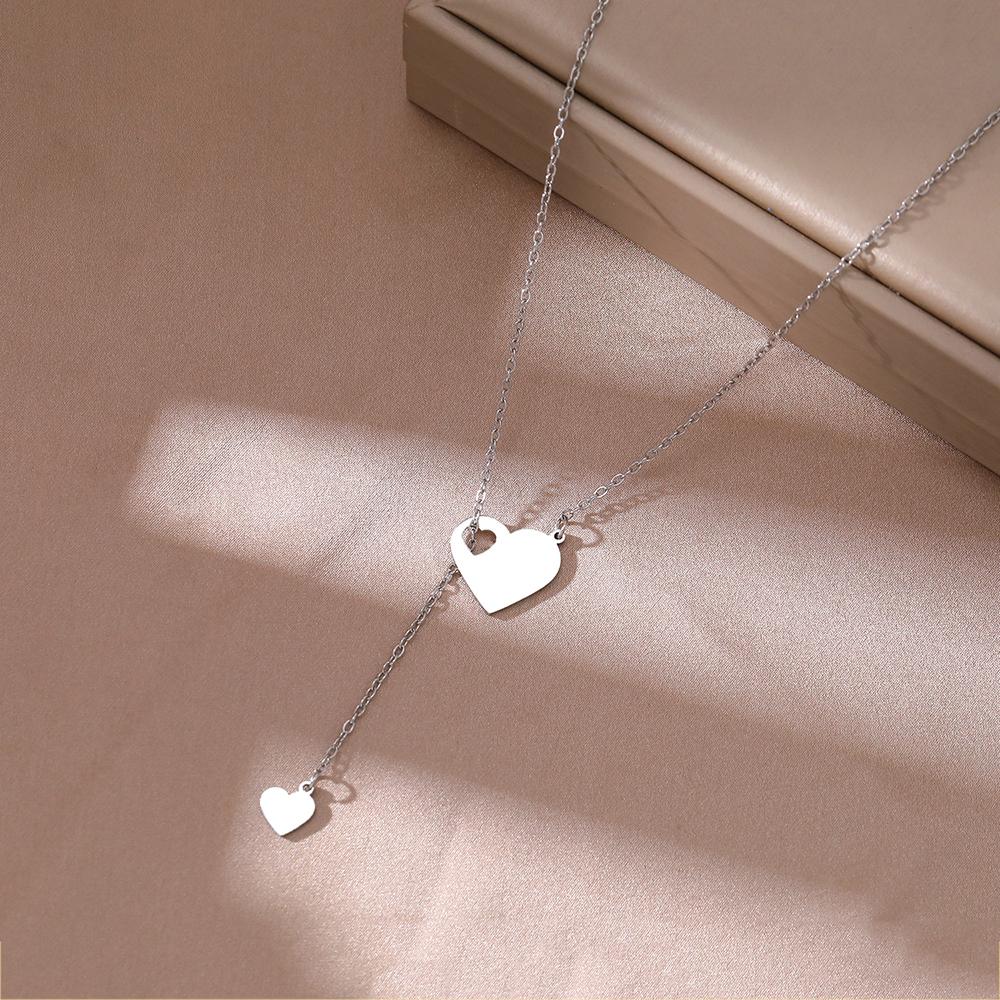 Stainless Steel Necklaces Sweet Heart Pendants Chains Charms Choker Fashion Necklace For Women Zircon Wedding Party Girls Gifts