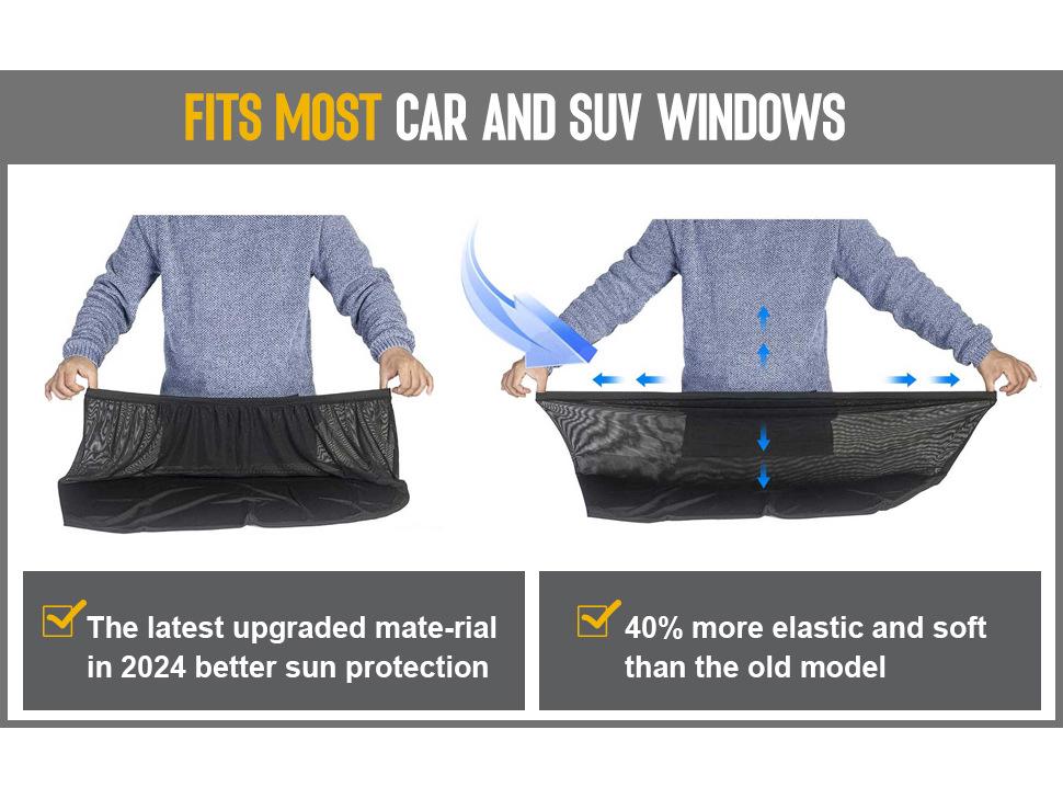 Universeller einziehbarer Auto-Fenster-Sonnenschutzvorhang - Elastisches Netz-Sonnenvisier für Camping und mehr