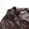 Cross-border foreign trade European and American women's clothing autumn and winter new pocket decoration PU leather imitation leather lapel solid 