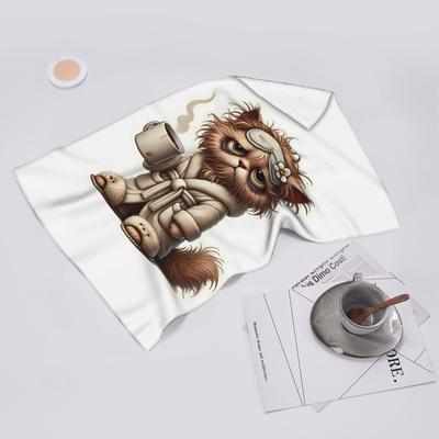 Tired Cat Soft Face Towel Quick Dry Pool Bath Cotton Towels Breathable