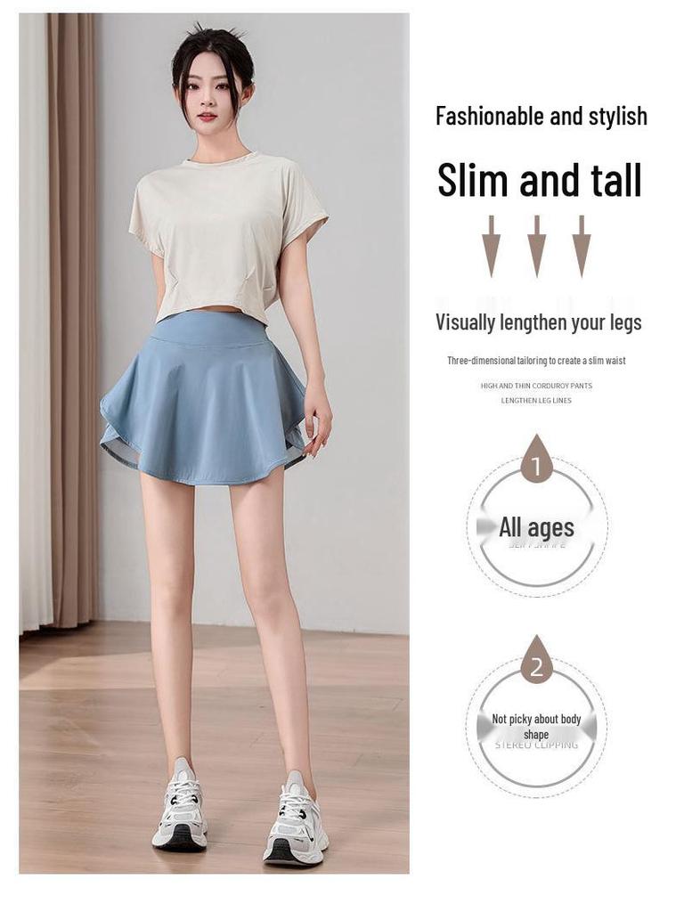 Damen Sommer 2024 Schnelltrocknendes Badminton- & Tennis-Set: Spitzenrock & Sportbekleidung für Yoga, Laufen, Fitness.