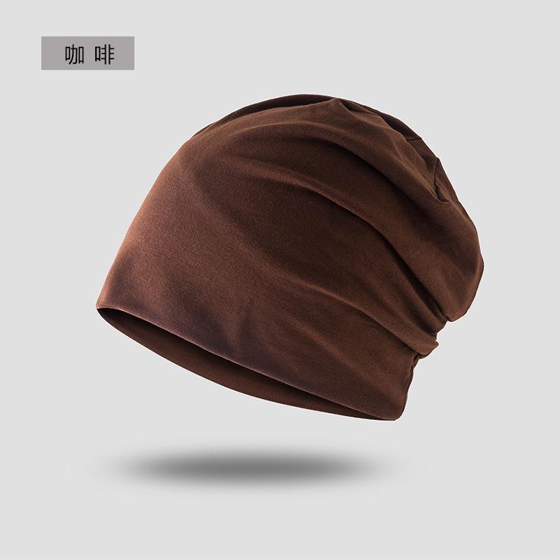 Hat Women's Windproof Headband Hat Men's Casual Thin Headscarf Chemotherapy Nightcap Solid Color Pile Confinement Cold Hat