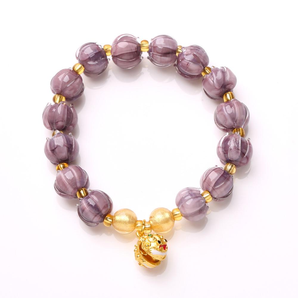 Temple-Style Fluorite Lion Bracelet - Ethnic Design for Women
