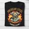 American Steel Motorcycle Engine T-Shirt, Vintage Biker Gift