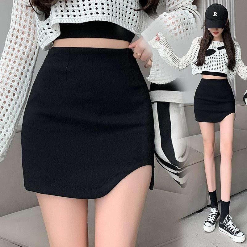 

Черная облегающая юбка с неровным краем - Сексуальная, не просвечивает, идеально подходит для осени/зимы 4XL чёрный