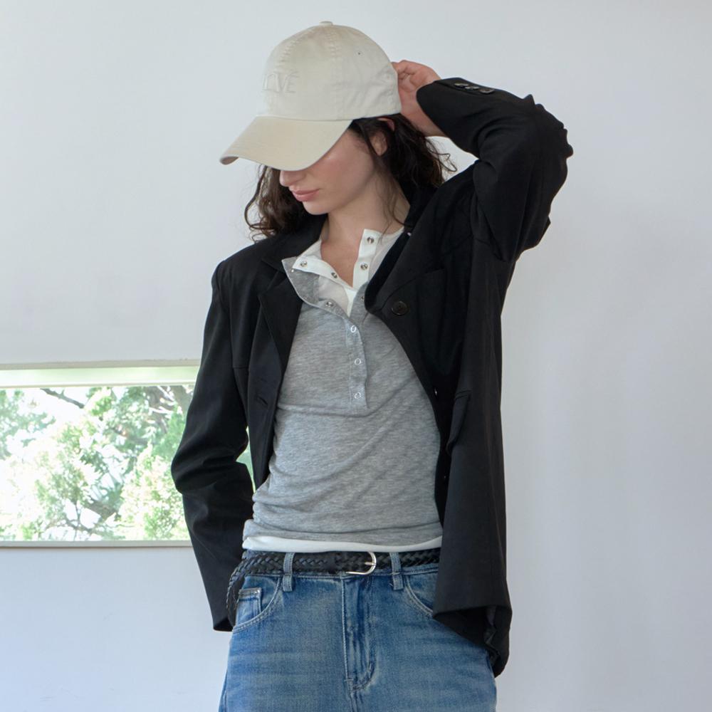 Elssibeui Lcve Logo Washed Cotton Ball Cap_Ivory