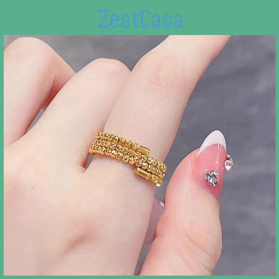 Elegant Vietnamese 2023 Sand Gold Memory Ring For Women With Stunning Sparkling Beads