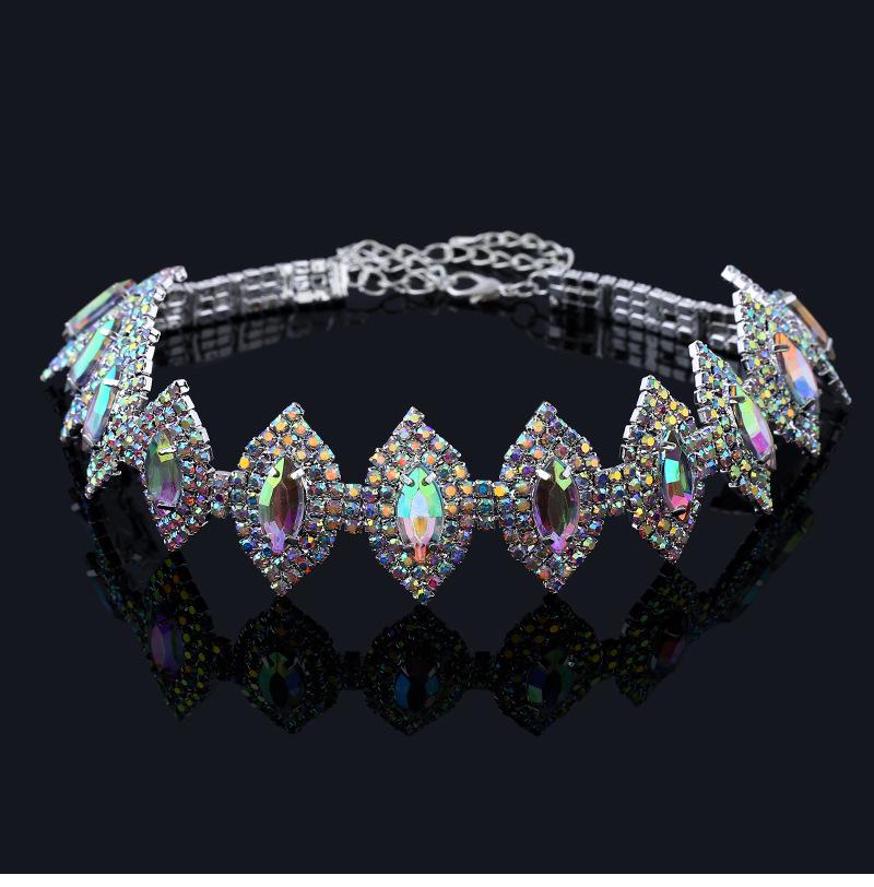 Trendige Silber Strass Choker Halskette - Japanischer & Koreanischer Stil für Damen