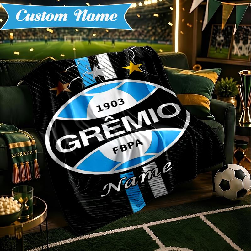 Custom Name Gremio FC Crest Design Blanket Lightweight Ideal Bedding Blanket Perfect for Travel, Camping, Living Rooms, Sofas, Christmas gift