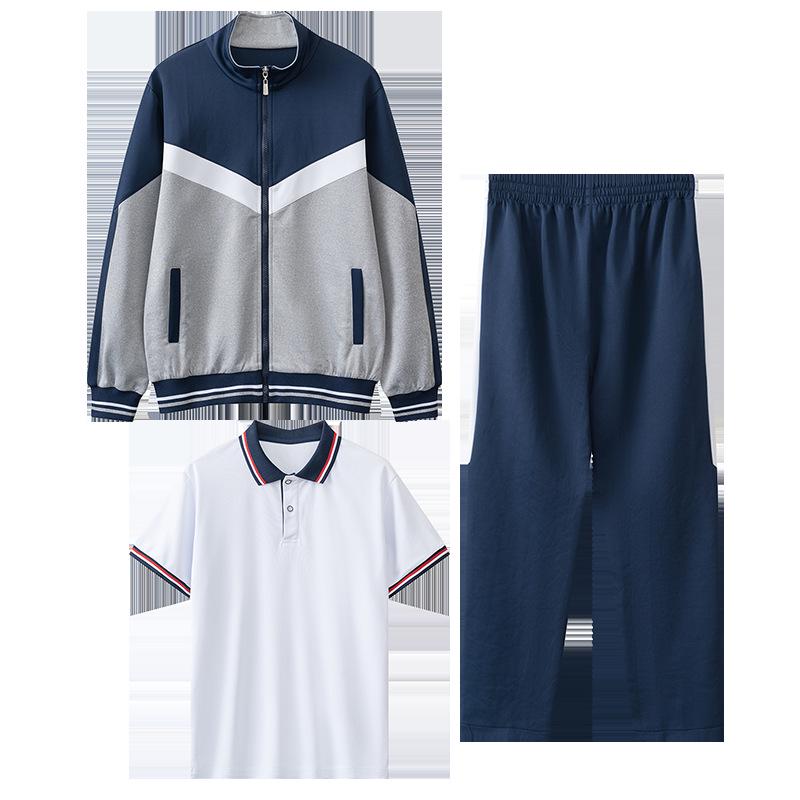 Primary School Spring/Autumn Sportswear: 3-Piece POLO Set with Summer Short Sleeve Garden/Class Uniforms