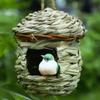 Natural Grass Weaved Bird Nest Handwoven Straw Bird Cage Bird Hut for Yard Decoration Outdoor Garden Hanging Nest Bird Accessory