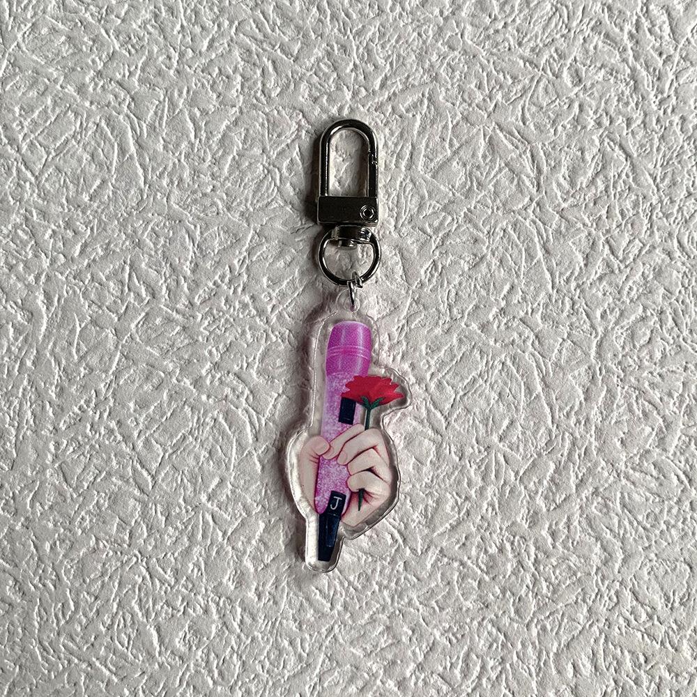 BTS Custom Handheld Mic Keychain, Member Signature Microphone Acrylic Charm, Kpop ARMY Fans Collectible Pendant JIN