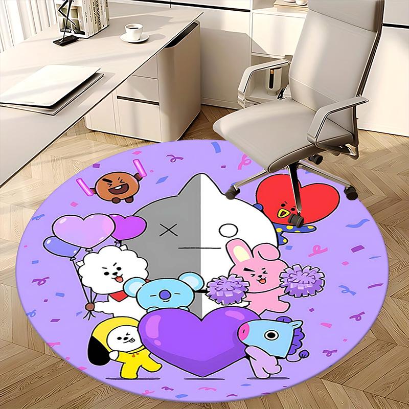 BT21 Merchandise,BTS Goods Chair Mat Round Rug Office Carpet, Non Slip, Suitable for Living Rooms, Bedrooms Decor.1205488a