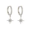 Delicate Silver Cubic Zircon Star & Moon Drop Pendant Hoop Earrings for Women Trendy Wedding Earring Jewelry Gifts
