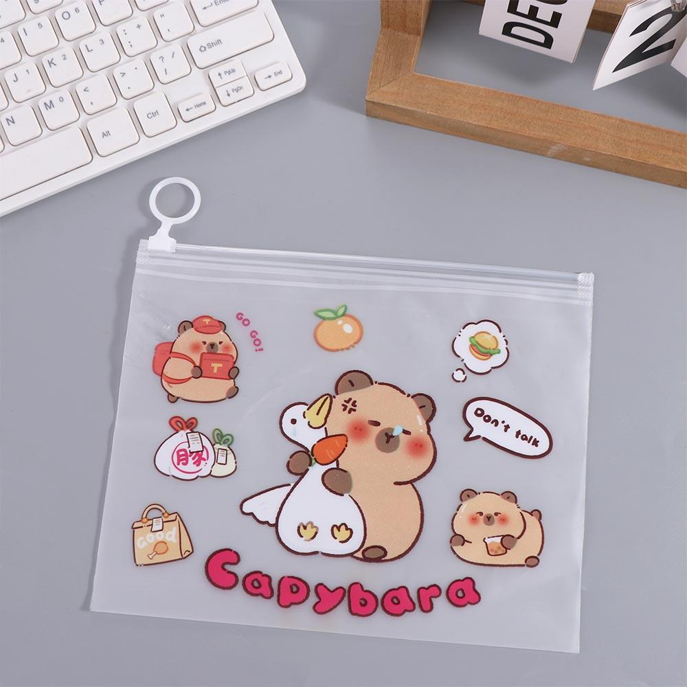 Large-capacity Capybara Transparent File Bag Waterproof Zippered Students Information Bag Light and Portable