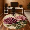 1pc Rose Music Round Chair mat office Area Rug - Non-Slip, Floor Mat for Office, Bedroom, Ideal home decor gift c0112107