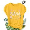 Elegant plus-size short-sleeve shirt for women Flower NANA Grandma print pattern round-neck women's comfortable, soft, breathable new spring-summer