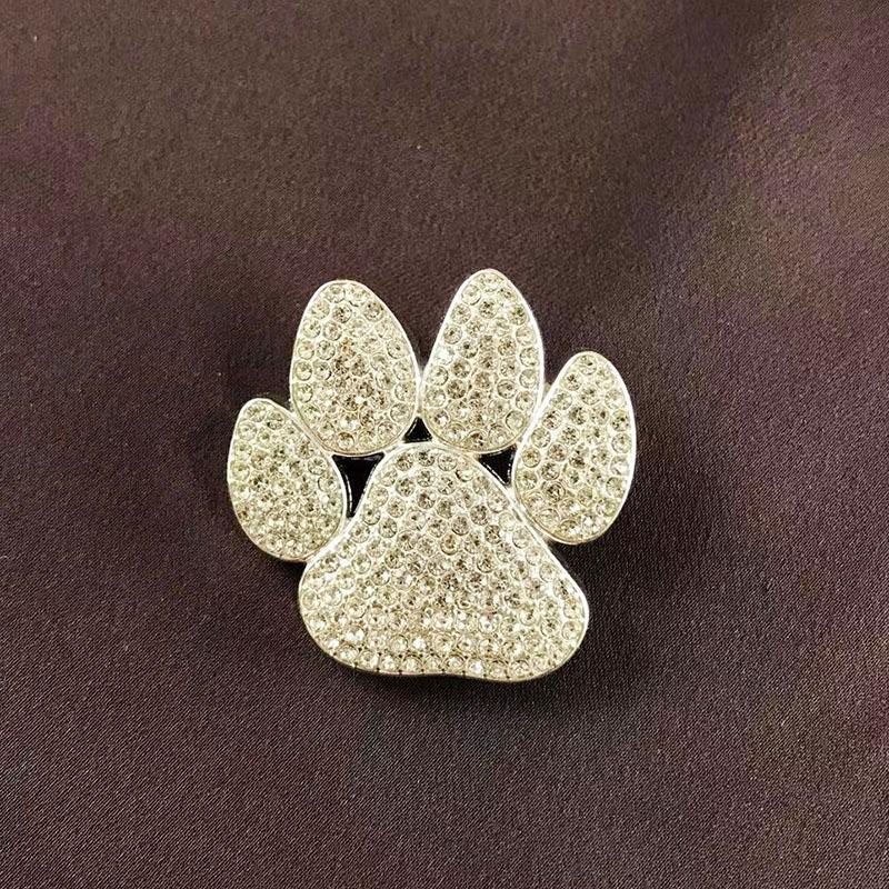 Classic Vintage Style Cat Paw Brooch Fashion Accessory Lapel Pin with Rhinestone Decoration for Clothing Bags and Hats