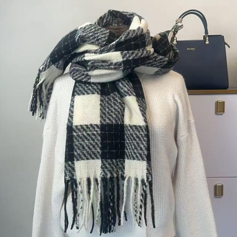 Hochwertiger Schal im koreanischen Stil mit Karomuster: Warmer, verdickter Kaschmir-ähnlicher Schal für Studenten und Paare