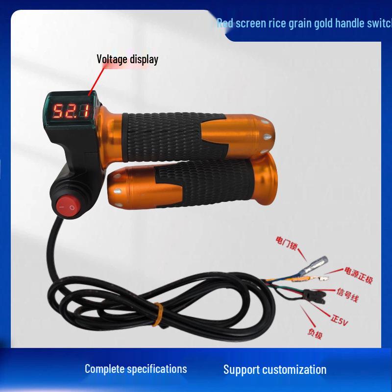 Red Screen Voltage Display E-Bike Throttle Grip with Speed Control