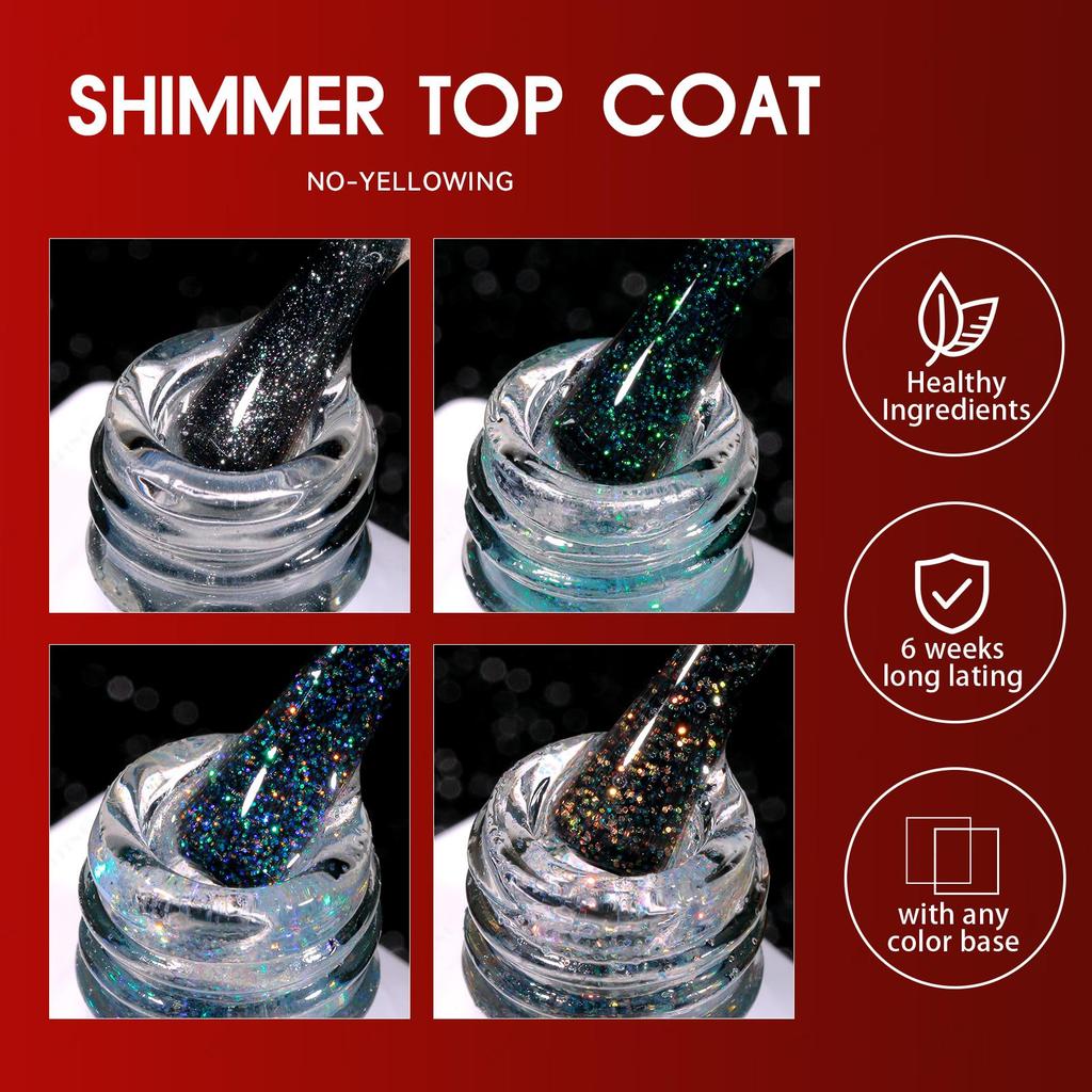 JTING Newest Design Shimmer Top Coat Gel Polish Long Lasting Glitter Shimmer Top Coat for Nail Art ODM/OEM Free Private Custom