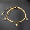 Double-Layered Star Charm Bracelet Titanium Steel Double Clavicle Chain  for Women