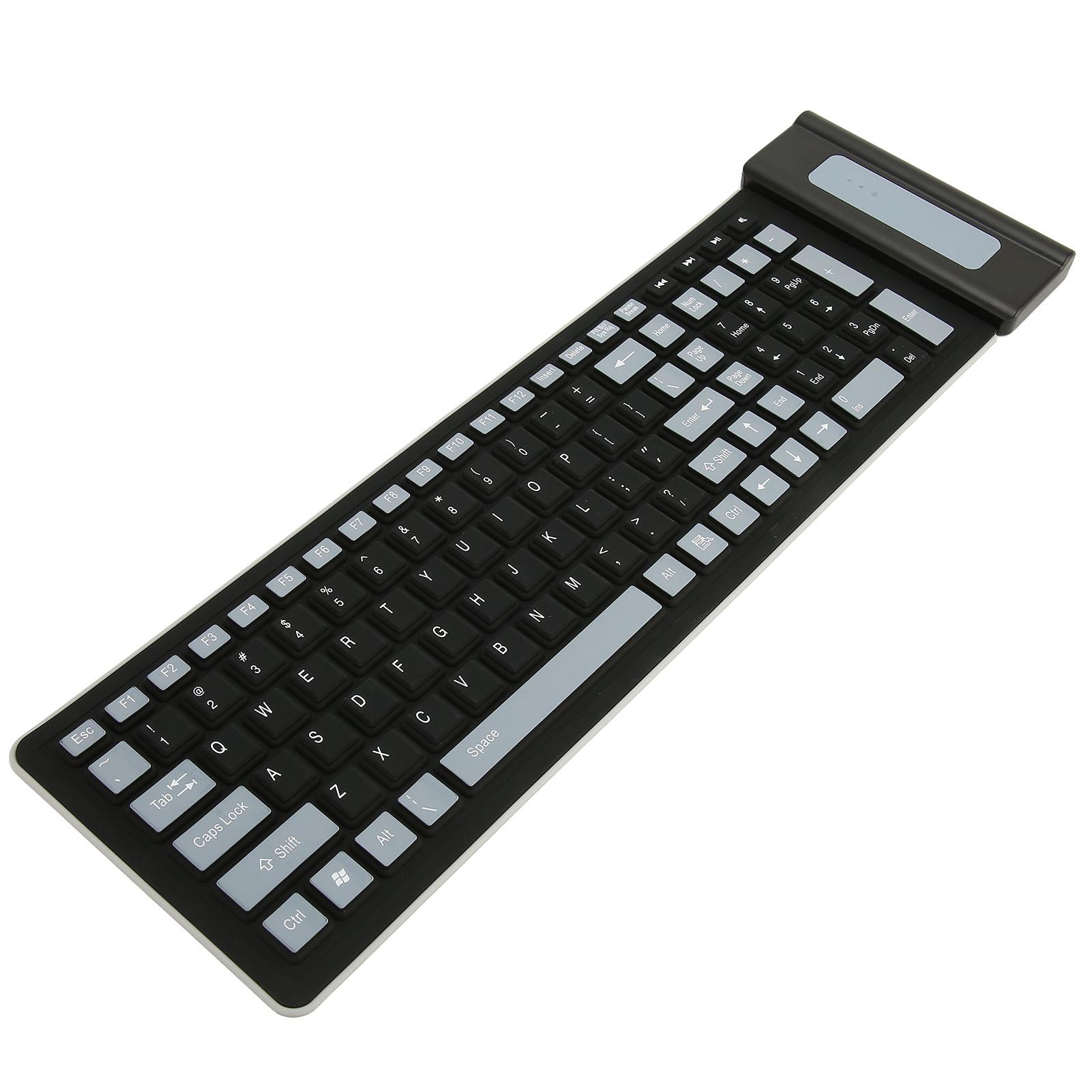 

Силиконовая клавиатура 107 клавиш водонепроницаемая пылезащитная складная двухцветная 2.4G беспроводная USB мягкая силиконовая чёрный