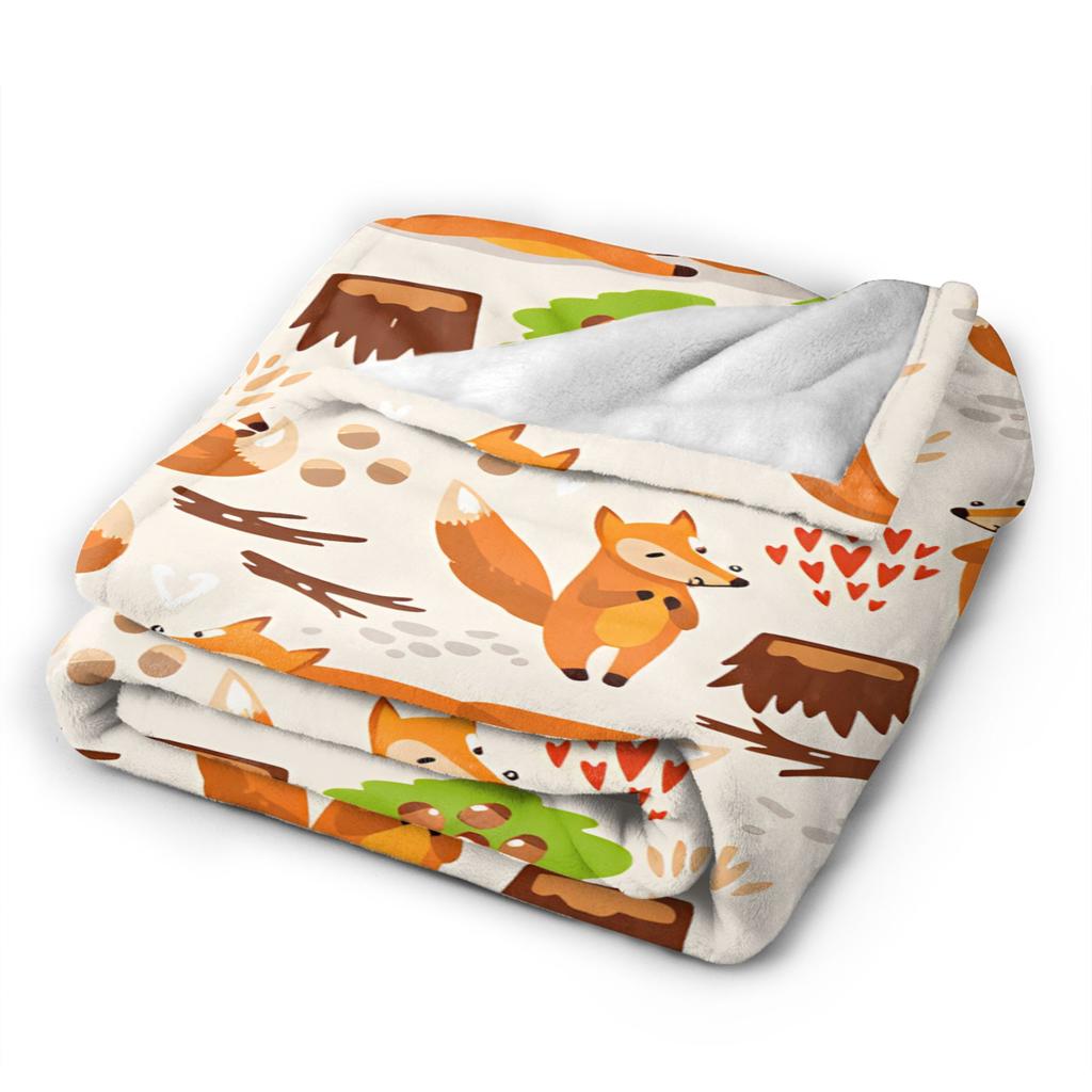 Cute Fox Blanket Soft Cozy Throw Blanket Winter Adults Living Room Picnic Bedspread