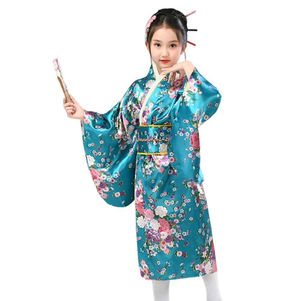 Bathrobe Gown Children Japanese Kimono with Obi Cosplay Costume Vintage Haori  Kids Boys Girls