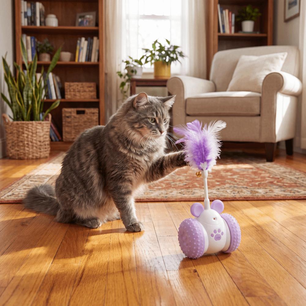 2 Play Mode Electric Racing Car Cat Toy USB Rechargeable Interactive Pet Toy Cat Training