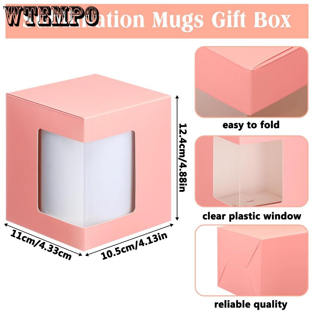 20pcs Pink Mug Boxes for Gifts Coffee Mugs Boxes Gift Boxes with Clear Windoe for Shipping Mugs Wine Glass Paper Treat Boxes Gift Packaging Box