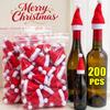 Wholesale Mini Santa Hats Creative Xmas Wine Bottle Cover Christmas Pompom Hat for Bottle Cup Decor Holiday Table Decor Supplies