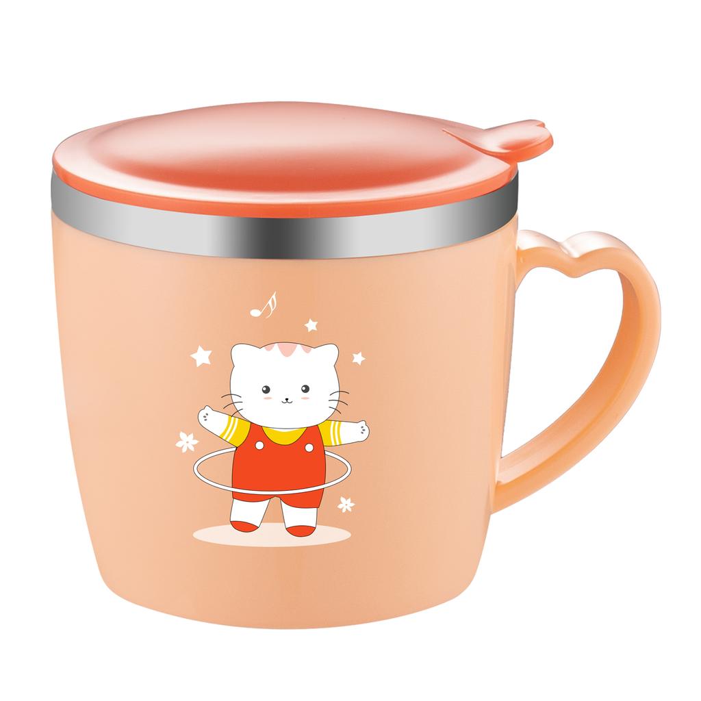 1pc 250ml/8.5oz Office Cup With Lid Handle Coffee Cup Hand Cup Milk Cup Gift Cup 304 Stainless Steel Mark Cup