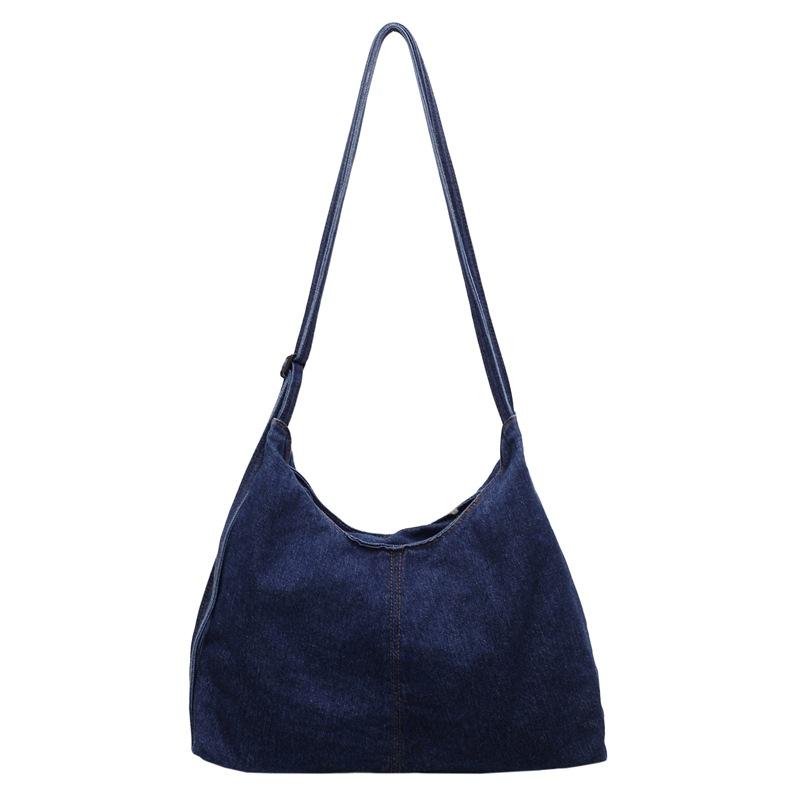 Denim Bags Women's Fashion Large Capacity Commuter Shoulder Underarm Bags College Students Class Tote Bags
