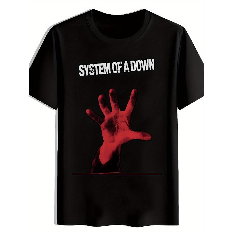 

European sizes Men s System of a Band Logo T-Shirt - Retro Rock Tee with Iconic Logo Print, Loose Fit Short Sleeve Crew Neck, 4XL чорний