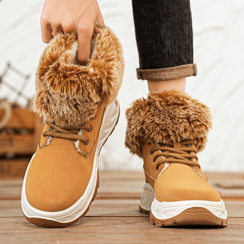 Men's High-top Outdoor Boots Large Size Hiking Boots Plush Warm Russian Winter Boots Men's Snow Boots