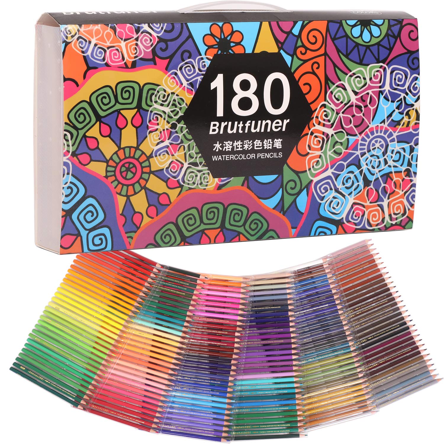 

CDEK Colored Includes Pencil Paint and Eraser Water-Soluble Pencils, 180-Color Set, Sharpener, Brush,