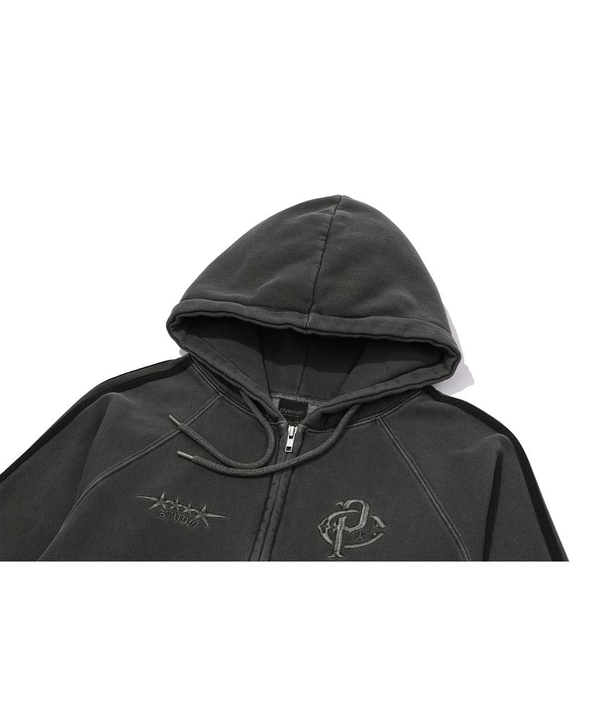 Cpgn Studio [2-Way] Cp Line Pigment Zip-Up Hoodie Smoke Black