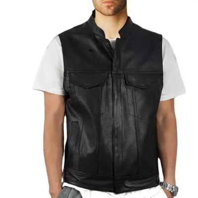 Men's Plus Size Skull Embroidered Leather Vest Sleeveless Workwear Jacket