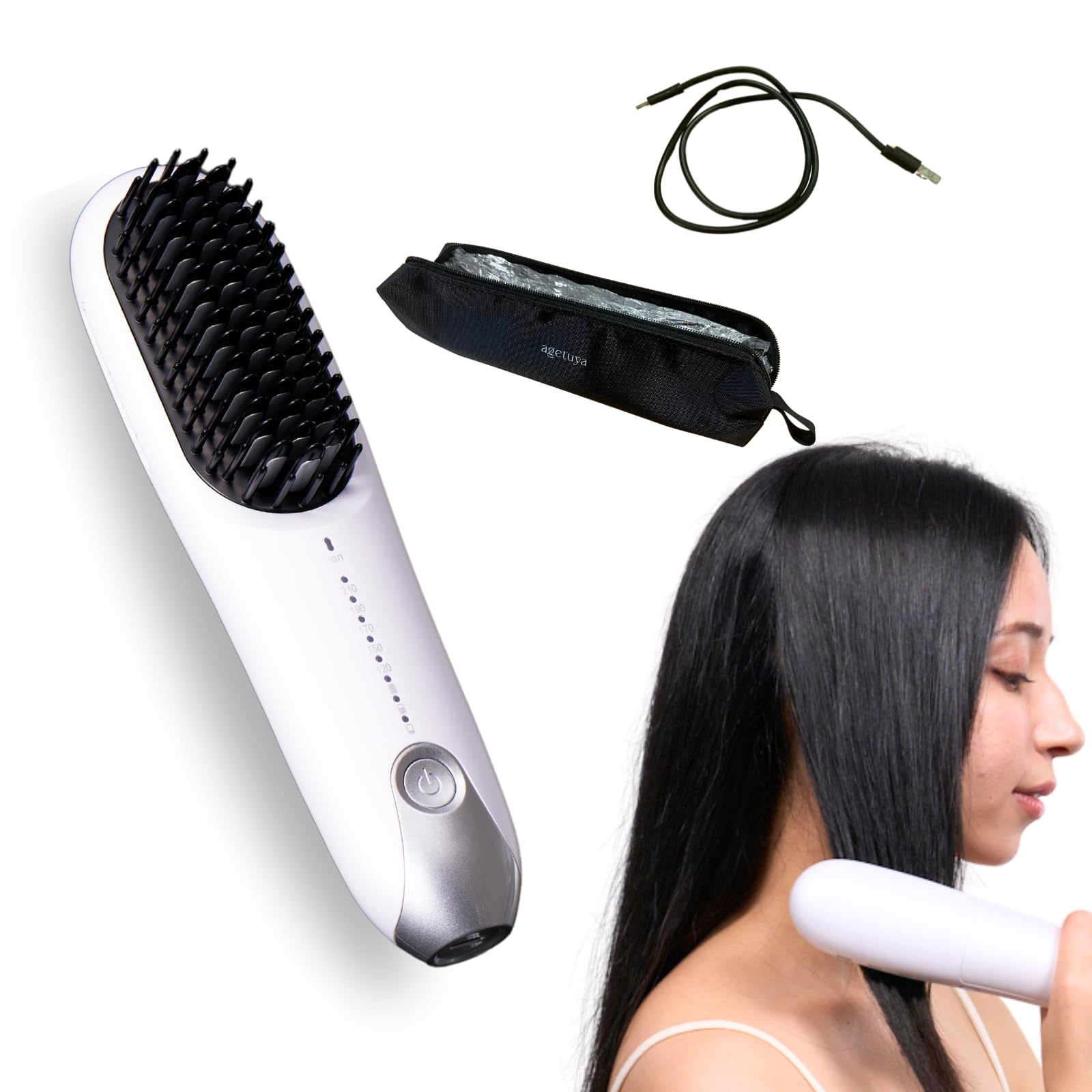 

Out on Extended AGETUYA Cordless Mini Brush Iron White Iron Heat Brush [Sold QVC] [3-Year Warranty] Plus, [Includes Heat-Resistant Pouch] Brush, білий
