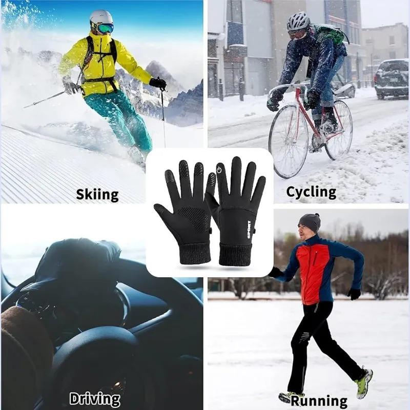 Motorcycle Gloves Guantes Winter Warm Full Fingers Heated Gloves Waterproof Heating Hand Moto Ski Touch Screen Fleece Gloves