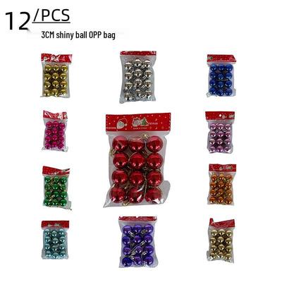 Zestaw 12 sztuk błyszczących bombek choinkowych galwanizowanych 3 cm, ozdoby na choinkę do dekoracji świątecznych, dekoracje do szkoły i galerii handlowej.
