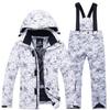 Jungen Mädchen Camouflage Ski Set Winddicht Warm Wasserdicht Outdoor Verdickt Single Board Ski Jacke Hosen