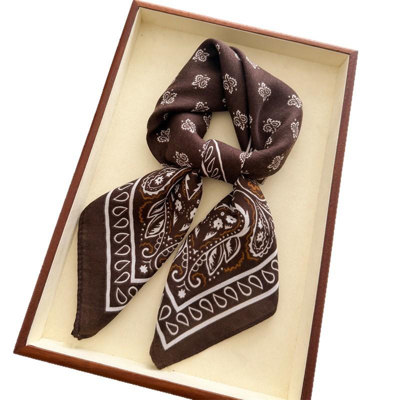 American Western retro imitation velvet herringbone pattern cotton and linen small square scarf silk scarf headscarf shawl decorative scarf scarf