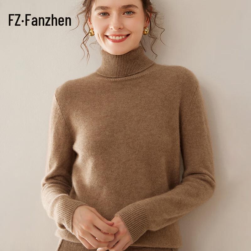 Fanzhen Women's High-Neck Thick Cashmere Blend Sweater