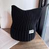 Cute Solid Cat Ears Shape Design Women Wool Knitting Hat For Fall Winter And